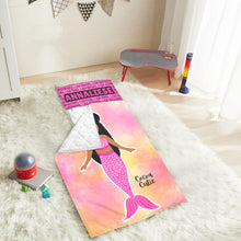 Load image into Gallery viewer, Pink Mermaid Affirmations (PICK SKIN TONE) Kids&#39; Nap Mat
