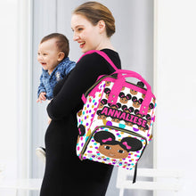 Load image into Gallery viewer, Afro Puffs and Pink Bows Affirmations (PICK SKIN TONE) Diaper Bag
