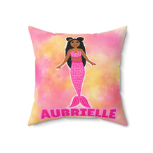 Load image into Gallery viewer, Cocoa Cutie Mermaid PINK Affirmation Pillow- Girl (PICK SKIN TONE)
