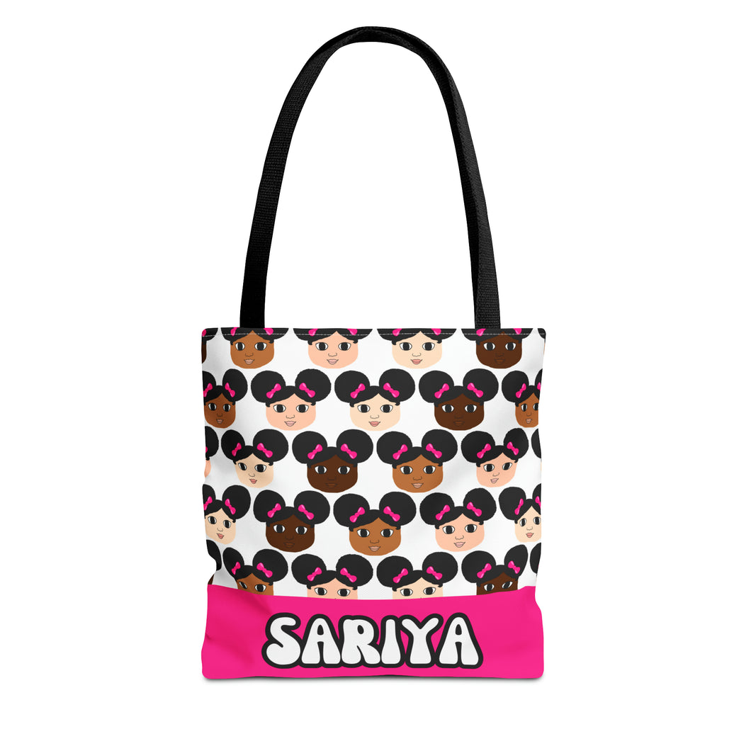 Cocoa Cuties (All Girls) Afro Puffs and Pink Bows Tote Bag