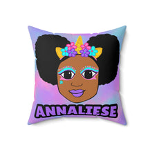 Load image into Gallery viewer, Cocoa Cutie Unicorn Magic Affirmation Pillow- Girl (PICK SKIN TONE)
