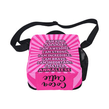 Load image into Gallery viewer, Afro Puffs and Pink Bows (PICK SKIN TONE) Crossbody Lunch Bag
