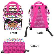 Load image into Gallery viewer, Afro Puffs and Pink Bows Affirmations (PICK SKIN TONE) Diaper Bag
