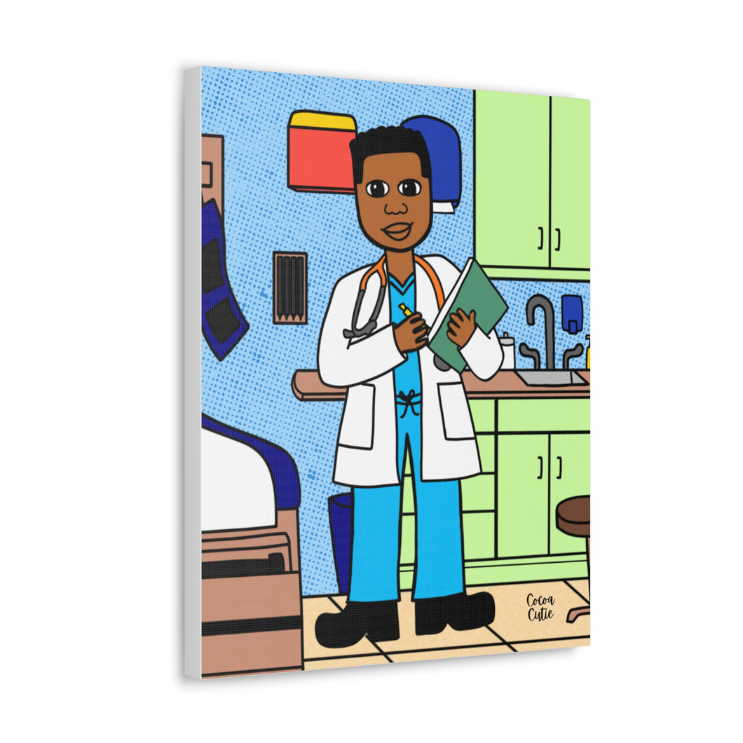 Cocoa Cutie Doctor Boy Canvas Wall Art (PICK SKIN TONE)