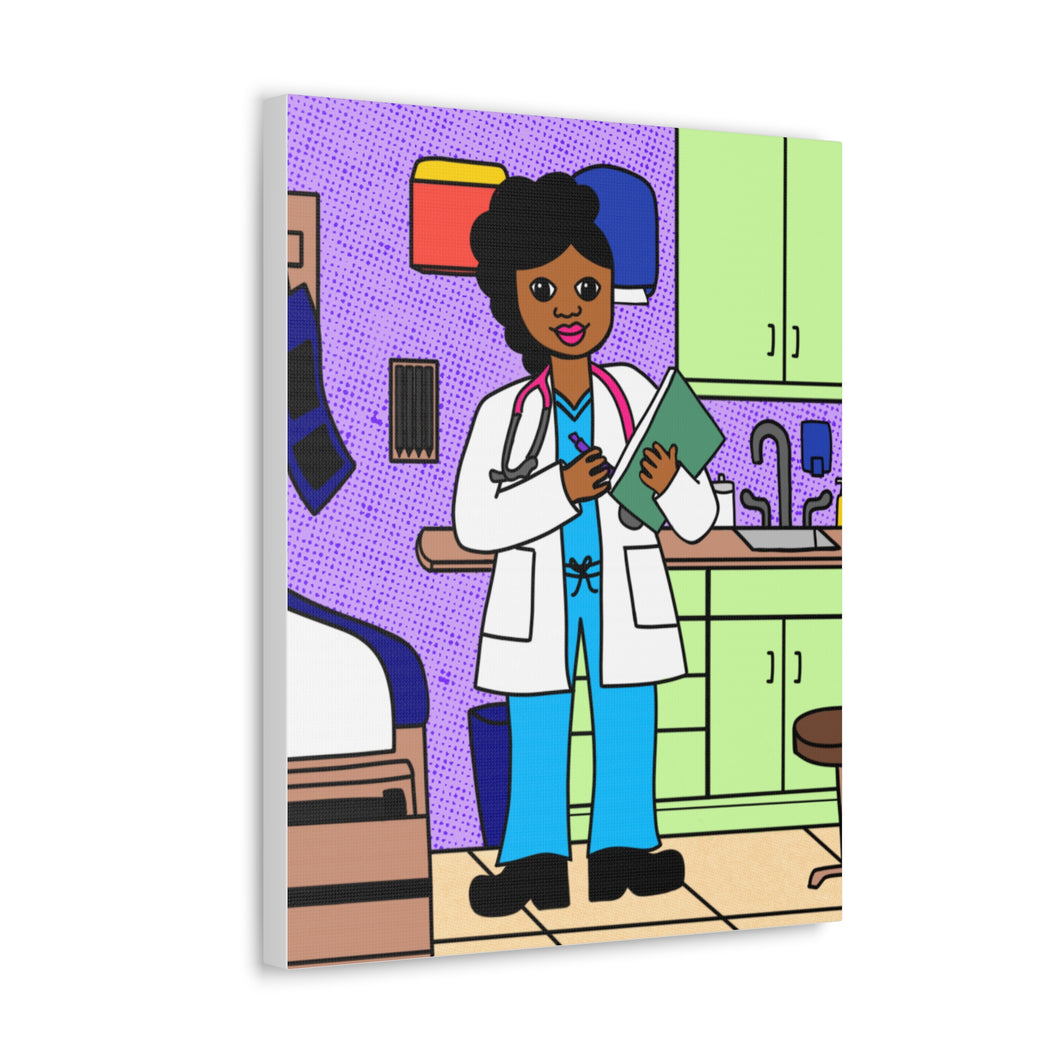 Cocoa Cutie Doctor Girl Canvas Wall Art (PICK SKIN TONE)