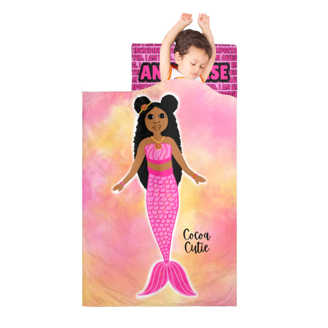 Pink Mermaid Affirmations (PICK SKIN TONE) Kids' Nap Mat