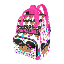 Load image into Gallery viewer, Afro Puffs and Pink Bows Affirmations (PICK SKIN TONE) Diaper Bag
