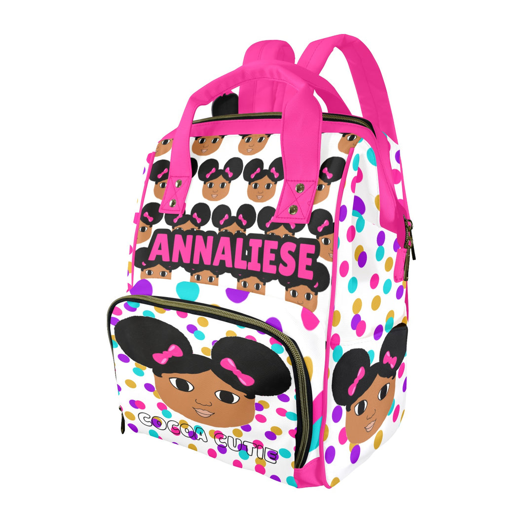 Afro Puffs and Pink Bows Affirmations (PICK SKIN TONE) Diaper Bag