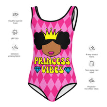 Load image into Gallery viewer, Cocoa Cutie Princess Vibes Kids Swimsuit (Size 2T-7)- PICK SKIN TONE
