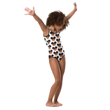 Load image into Gallery viewer, Afro Puffs and Pink Bows Cocoa Cutie Kids Swimsuit(2T-7-PICK SKIN TONE
