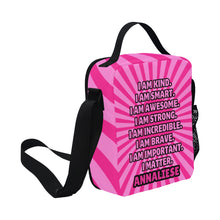 Load image into Gallery viewer, Afro Puffs and Pink Bows (PICK SKIN TONE) Crossbody Lunch Bag
