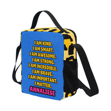 Load image into Gallery viewer, Leopard Affirmations (PICK SKIN TONE) Crossbody Lunch Bag
