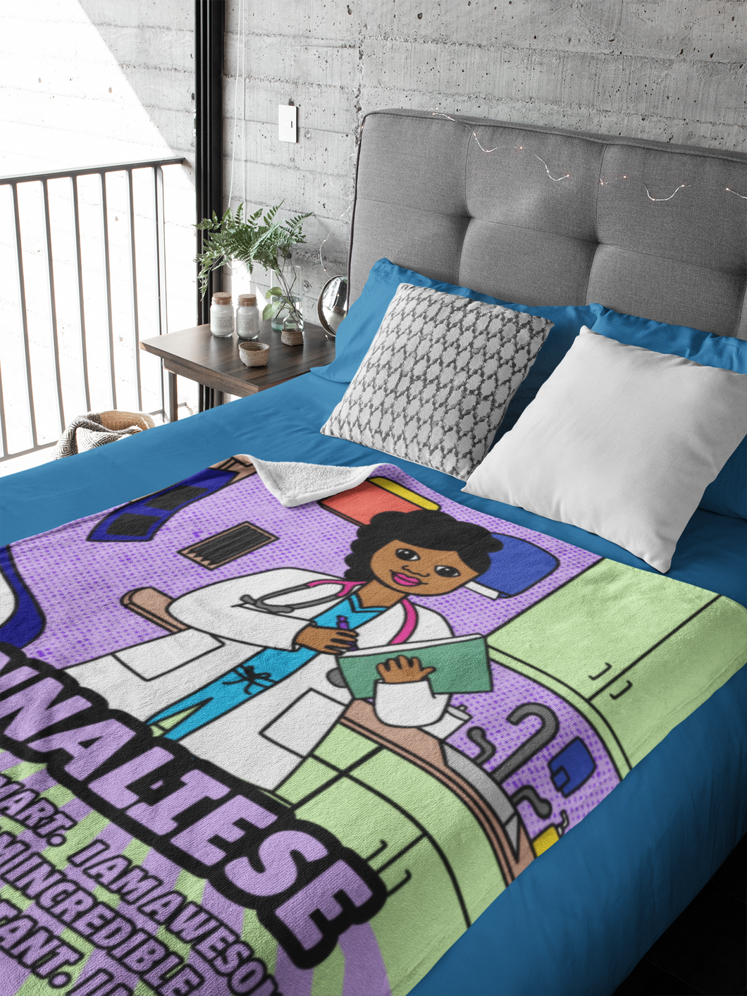 Cocoa Cutie Affirmations Doctor Girl  BLANKETS AND BEDDING (PICK SKIN TONE)